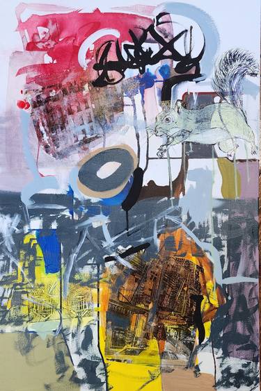 Original Abstract Expressionism Graffiti Painting by Monica Tiulescu