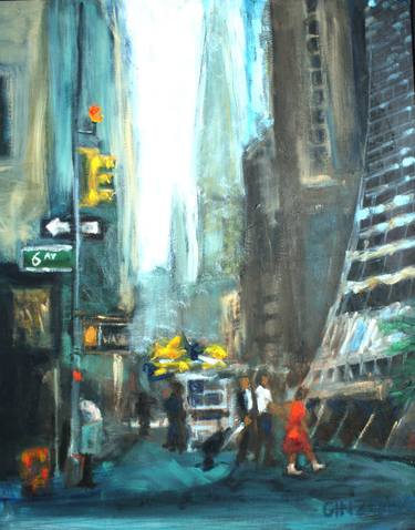 Original Figurative Cities Painting by Vladimir Ginzburg