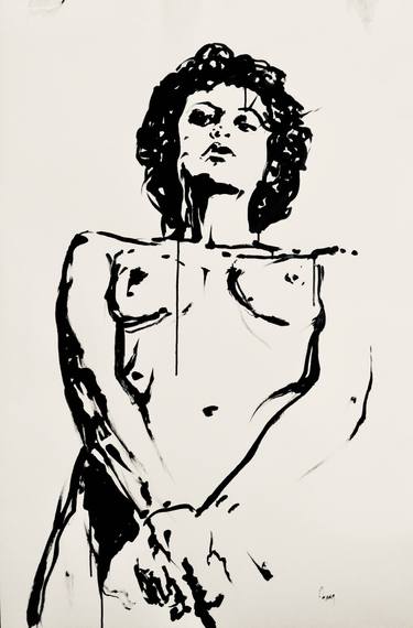 Original Expressionism Nude Drawing by Bertrand Neuman