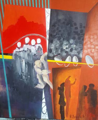 Original Surrealism Men Painting by Fouchet Richard