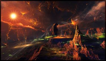 Original Surrealism Landscape Mixed Media by Rubins Leonard
