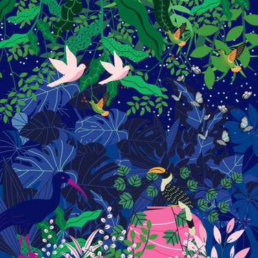 Original Abstract Garden Digital by Mona Vayda