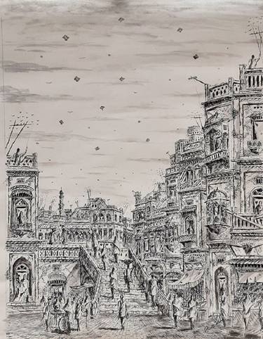 Original Art Deco Architecture Paintings by Sajjad Ahmad