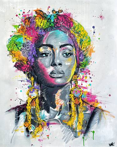 Original Street Art People Painting by Valérian Lenud