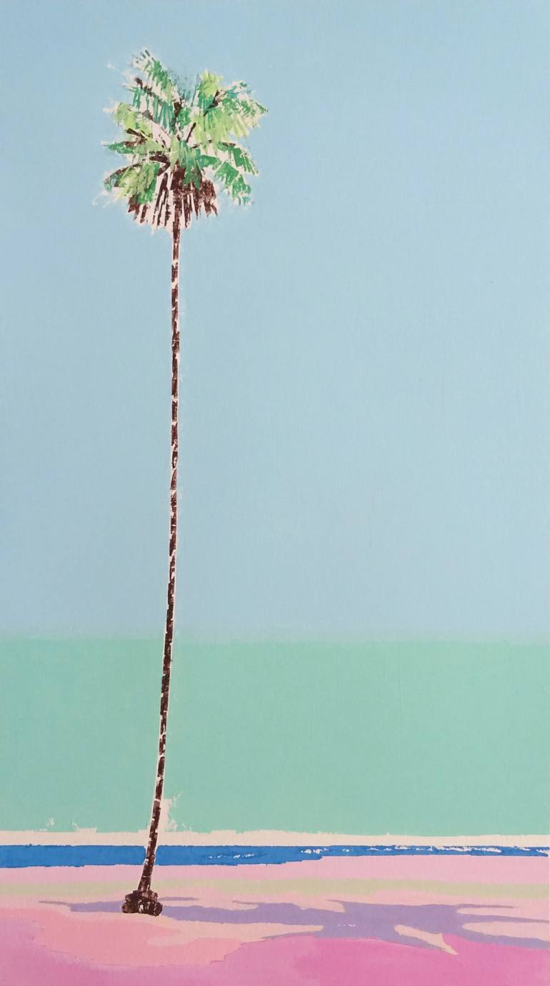 Palm Tree On The Beach Painting by Andy Shaw | Saatchi Art