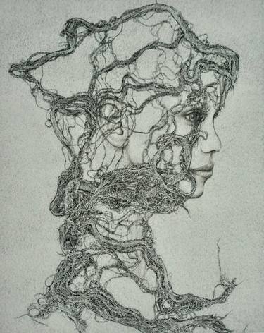 Original Abstract Expressionism Portrait Printmaking by Jocelyne Bellemare