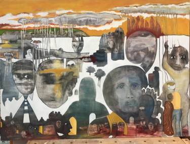 Original Documentary People Painting by Nelson Clarkstein