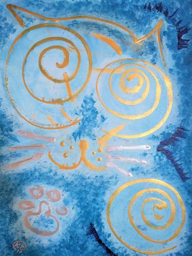 Original Abstract Cats Paintings by Katy Tackes