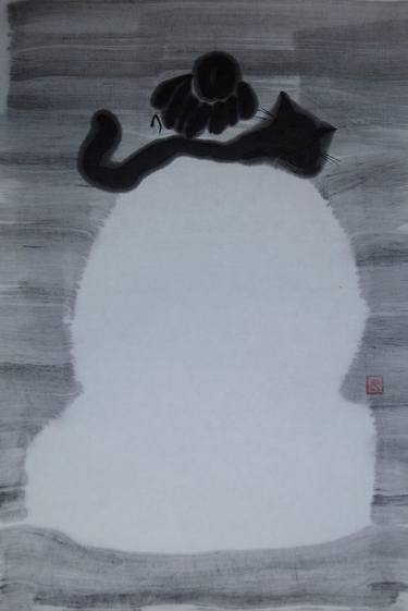 Original Abstract Expressionism Cats Drawings by Xie Tianzi