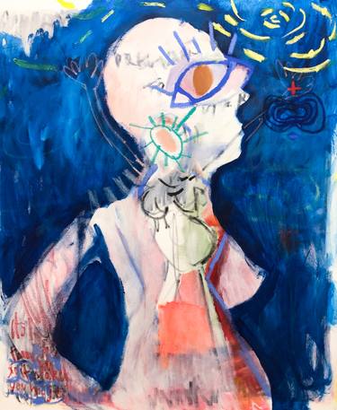 Original Expressionism People Painting by Athena Anastasiou