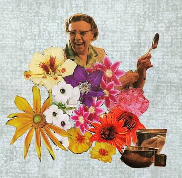 Original Surrealism People Collage by Lorett Jackson