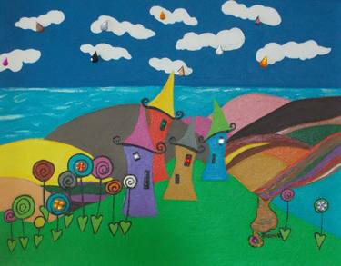 Original Folk Children Mixed Media by Thibodeau Art