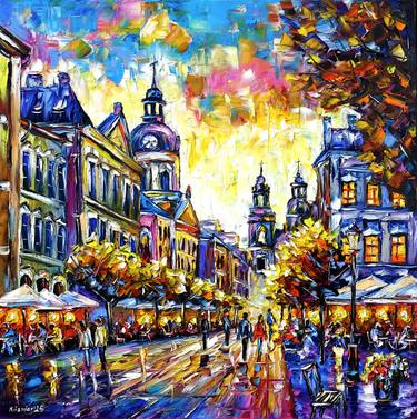 Original Impressionism Cities Painting by Mirek Kuzniar