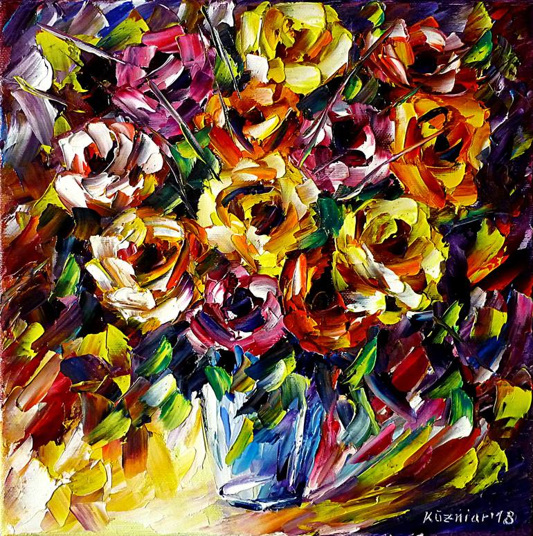 Print of Abstract Floral Paintings by Mirek Kuzniar