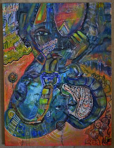 Original Art Deco Abstract Painting by Evelina Ever