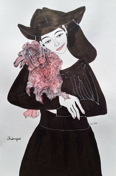 Original Expressionism Women Drawing by Janna Shulrufer