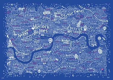 Original Abstract Typography Printmaking by Dex X