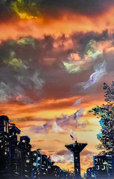 Original Art Deco Cities Mixed Media by Evelina Popilian