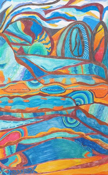 Original Abstract Outer Space Mixed Media by Luna Ljus