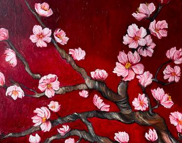 Original Abstract Expressionism Botanic Painting by Anastasiia Novitskaya