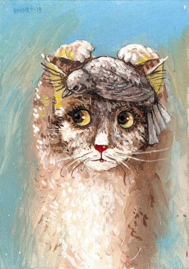 Original Impressionism Cats Paintings by Rakhmet Redzhepov
