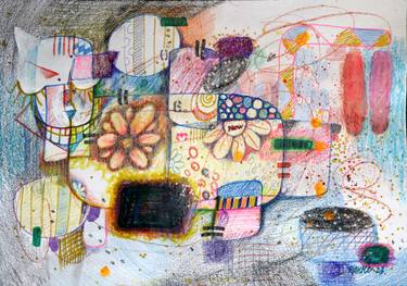 Original Abstract Expressionism Cats Paintings by Rakhmet Redzhepov