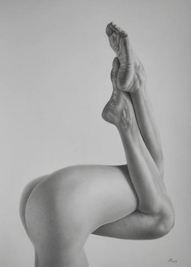 Original Black & White Nude Drawing by Yaroslav Teslenko