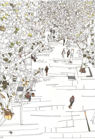 Original Expressionism Cities Drawing by Tess And Ella Martin