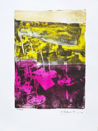 Original Abstract Expressionism Food & Drink Mixed Media by Constantinos Kalfountzos