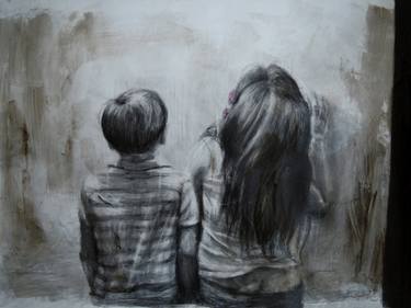 Original Expressionism People Drawing by Giuditta R