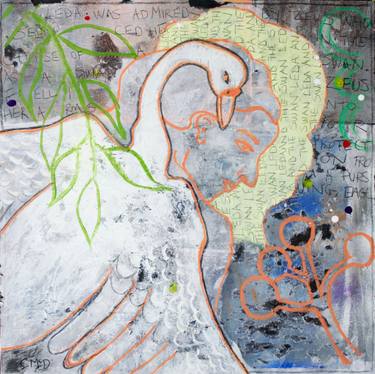 Original Art Nouveau Classical Mythology Mixed Media by Carol Mcdermott