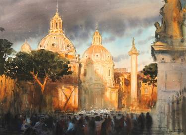 Original Impressionism Architecture Painting by Sergiy Lysyy