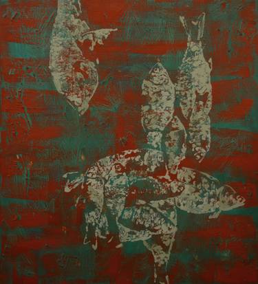 Original Abstract Fish Paintings by Roman Bogdan