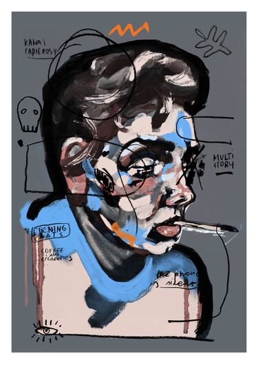Original Expressionism Portrait Printmaking by Marcelina Amelia