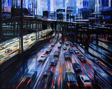Original Expressionism Cities Paintings by Serghei Ghetiu
