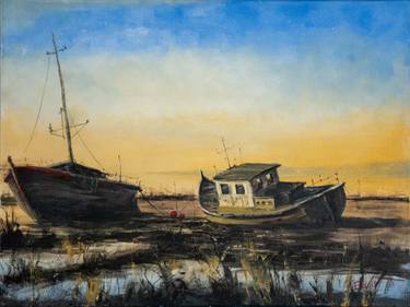 Print of Impressionism Sailboat Paintings by Eugis Eidukaitis