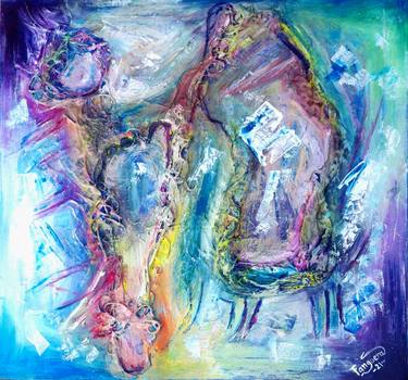 Original Abstract Expressionism Love Collage by Guèdègo Raymond Fandegla