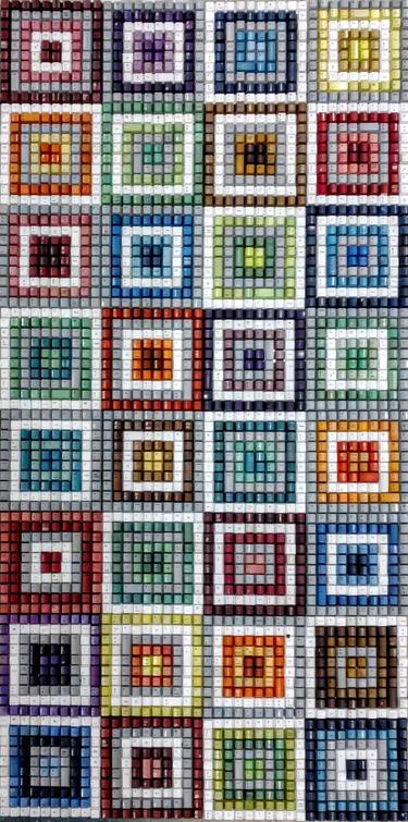 Original Abstract Geometric Mixed Media by Erik Jensen Art
