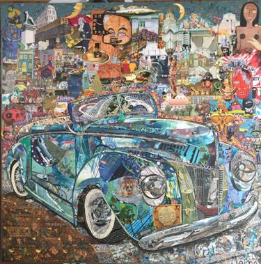 Original Figurative Automobile Collage by Moira Mcainsh