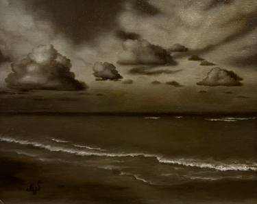 Original Black & White Nature Painting by Maryna Nemynushcha