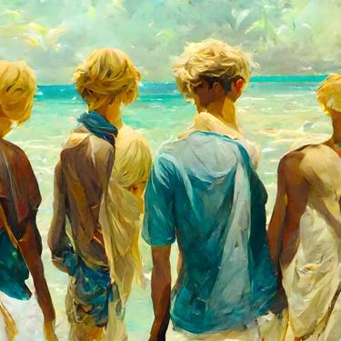 Original Impressionism Beach Painting by A Edleston