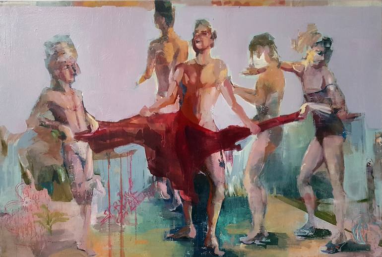 Original Figurative People Paintings by Dick Van Dijk