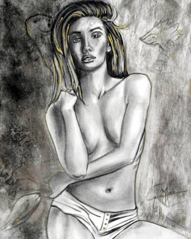 Original Figurative Women Drawing by Maoni Artiste