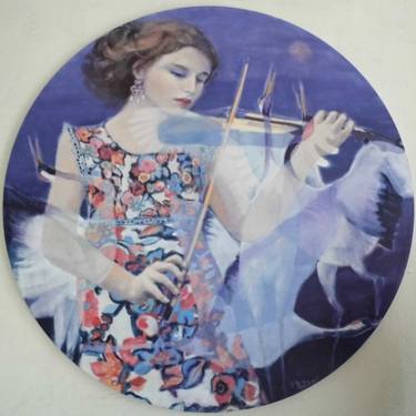 Original Art Deco Music Painting by Mireille Rolland