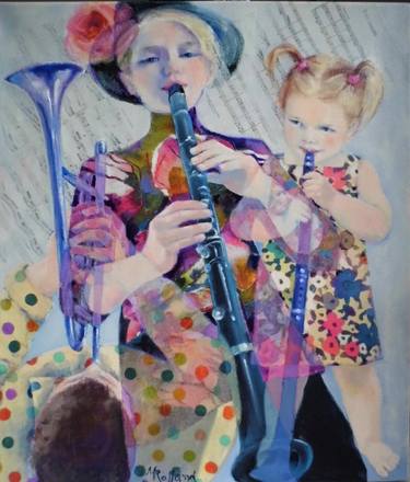 Original Art Deco Music Paintings by Mireille Rolland