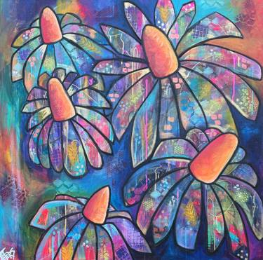 Original Abstract Floral Painting by Susan Peters