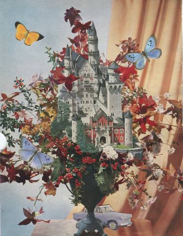 Original Surrealism Floral Collage by Maya Land