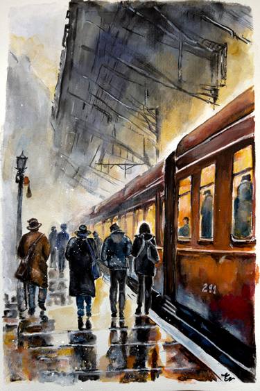 Print of Impressionism Train Paintings by Misty Lady