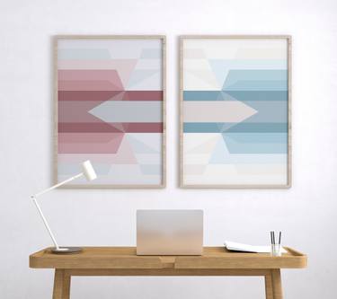 Original Abstract Expressionism Geometric Mixed Media by Rita Kapitulski