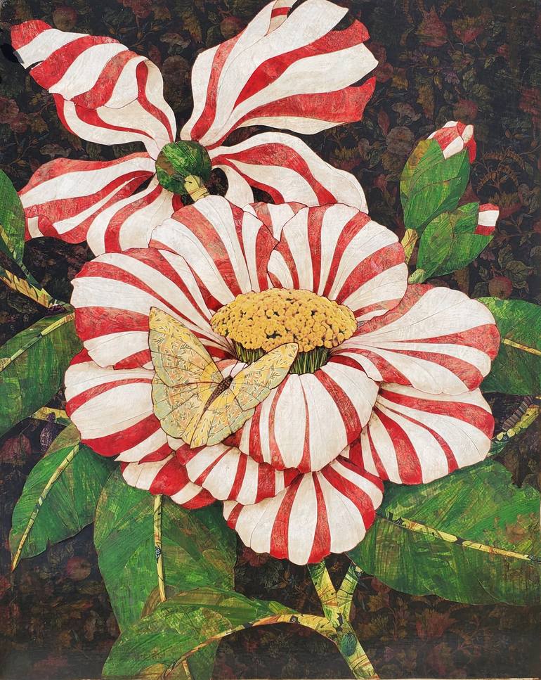 Original Fine Art Botanic Collage by Karen Sikie